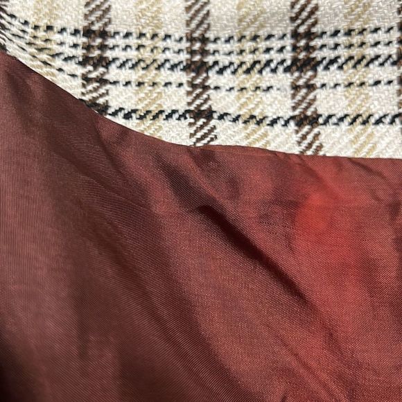 Vintage Talbots Handwoven 100% Silk Cream Brown Plaid 4 Button Blazer Sz 8 - Picture 8 of 11